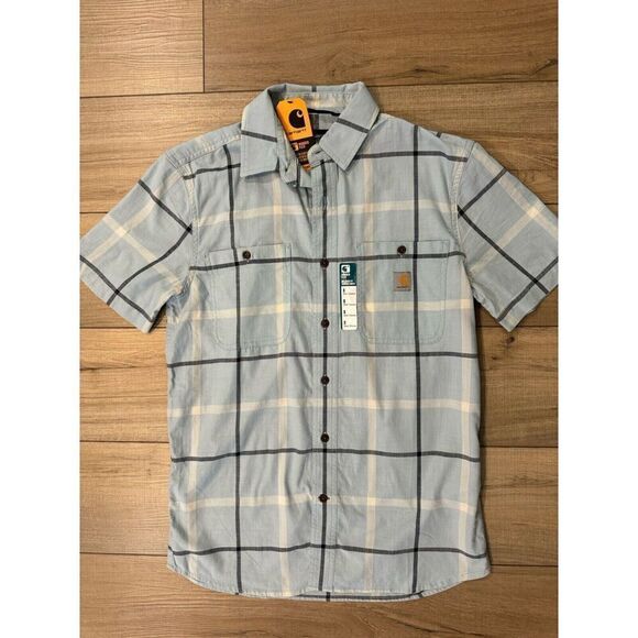 Carhartt Rugged Flex Men's Button Up Shirt S Small Blue Relaxed Lightweight New - Picture 1 of 1